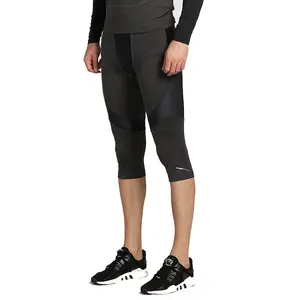 Etiqueta privada personalizada logotipo activewear 3/4 capri, calças de compressão masculinas academia fitness leggings