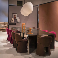 Nouveau design de restaurant italien-Table à manger luxueuse en verre-Ensemble de table à manger de villa créative à usage domestique