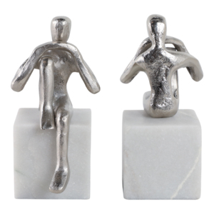 Fermalibri decorativi con statuetta scultorea in metallo su base in marmo per decorare la libreria, accessori per libri - Product Image 4