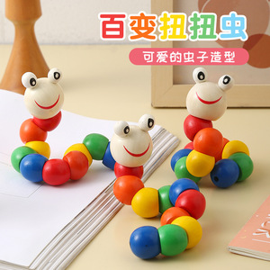 Wooden Twisting Bug Rainbow 10 Segment Educational Toy For Children 2 4 Years Unisex <b>Building</b> <b>Blocks</b> Set - Product Image 1