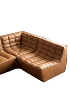 Canapé d'angle trois places en cuir minimaliste italien, rangée droite, fonction extensible pour le salon de la villa