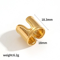 Bague Unisexe Gaovo Personnalisée en Acier Inoxydable Plaqué Or 18 carats, Style Rétro Européen et Américain, Forme Géométrique Irrégulière en U