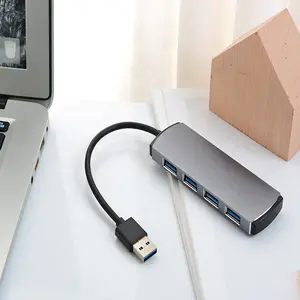 Hub USB 3.0 para Macbook PC de alta qualidade com 4 portas tipo C cinza