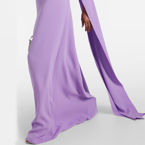 Vente en gros robe longue de couleur unie à manches cape décontractée robe longue de soirée pour femme - Product Image 5