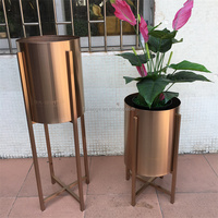 Support de plante en métal doré de luxe, pour l'intérieur et l'extérieur, décoration de jardin et de maison, support de pot de fleurs élégant, designs élégants pour l'intérieur et l'extérieur