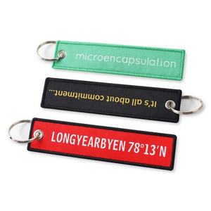 Personalized Woven Embroidery Logo Key Tag Pilot Key Ring Custom Motorcycle Fabric Embroidered Key Chain - Product Image 3