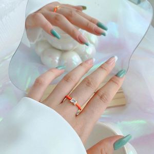 Dylam Trendy Minimalist Design S925 <b>Silver</b> 18K Gold Tiny 5A Cubic Zircon Macaron Candy Color Enamel <b>Adjustable</b> Women <b>Rings</b> - Product Image 6