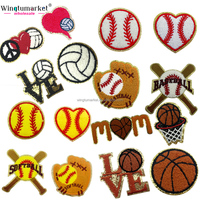 En gros Personnalisé Gameday Baseball Volleyball Basketball Chenille Broderie Fer Sur Écusson