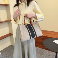 Nouveau Sac Fourre-tout en Toile de Jute et Lin pour Femme, Grande Taille, Personnalisable avec Logo et Lettres, Couleurs au Choix, Idéal Plage et Shopping