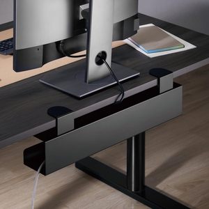 Plateau de gestion des câbles <span class=keywords><strong>JIEN</strong></span> à fixer sous le bureau, sans perçage, en acier allié, pour bureaux debout/en verre, 48 pouces, noir - Product Image 1