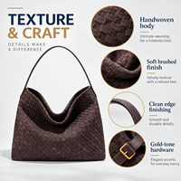 Sac Hobo en Daim Doux Tressé pour Femme, Sacs à Bandoulière, Sac à Main Sous le Bras, Sangle Réglable, Sac Bandoulière, Logo Personnalisé, Vente en Gros Usine