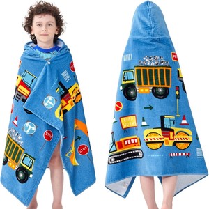 Serviette de bain à capuche pour enfants de haute qualité, 100 % coton, absorbante, motif animal de dessin animé, serviette de natation portable pour enfants - Product Image 1