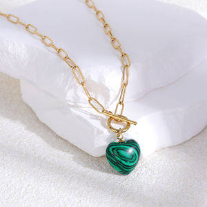 Collar con Colgante de Ágata en Forma de Corazón, Piedra Natural, Unisex, OEM/ODM, Cadena de Acero Inoxidable con Baño de Oro o Plata - Product Image 2