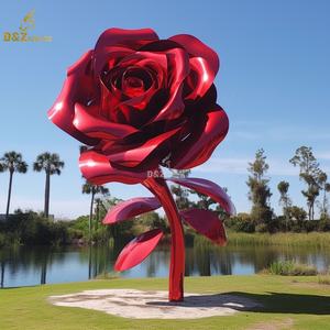 Granja Jardín Botánico Parque Forestal <span class=keywords><strong>Nacional</strong></span> Decoración Proyectos de diseño Instalación personalizada Enorme escultura de flor de rosa roja de metal grande - Product Image 2