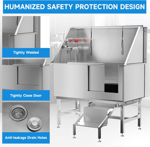 Station de bain pour chiens Kangdarpet 50L en acier inoxydable 304 commercial, avec escalier antidérapant à gauche, baignoire pour animaux de compagnie, salle de bain pour chiens et chats - Product Image 5