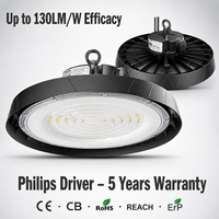 Projecteur LED High Bay 140LM/W 100-200W avec Driver de Grande Marque, Étanchéité IP65 et Dissipateur de Chaleur Creux IK10
