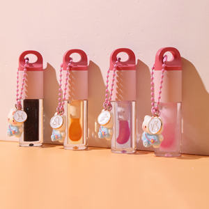 Nouveauté, porte-clés mignon, tubes de brillant à lèvres transparents, récipients d'emballage avec grande baguette magique, logo personnalisé, huile pour les lèvres à changement de couleur magique - Product Image 4