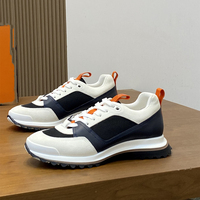 Sneakers en cuir à empiècements en mesh pour hommes, style Old Money, semelle épaisse, lacets
