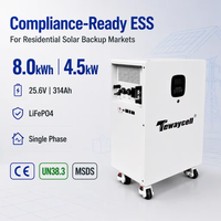 Système de Stockage d'Énergie Tout-en-un 8kWh 4.5kW, Batterie LiFePO4 25.6V 314Ah avec Onduleur Monophasé pour Appareils Domestiques et Stockage Solaire, Communication CAN