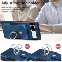 Étui de protection intégral en cuir PU avec fentes pour cartes et support anneau pour Google Pixel 9A / 10 Pro, design gaufré