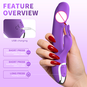 هزاز على شكل أرنب لتحفيز نقطة G والبظر، قضيب اهتزازي مزدوج المحرك من السيليكون، مقاوم للماء وقابل لإعادة الشحن، لعبة جنسية للنساء - Product Image 4