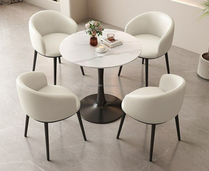 Juego de Mesa Alta Moderna para Restaurante, con <span class=keywords><strong>Base</strong></span> de Metal y Tablero Redondo de Cerámica o Mármol, con Taburetes - Product Image 5