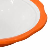 Bol en mélamine blanc et orange à bord festonné, motif floral, qualité alimentaire, incassable, pour la restauration et l'hôtellerie (vente en gros)