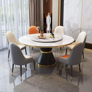 Round <b>White</b> Marble Sintered Stone <b>Table</b> Top with Stainless Steel Edge | Luxury Commercial Tabletop Wholesale - Product Image 4