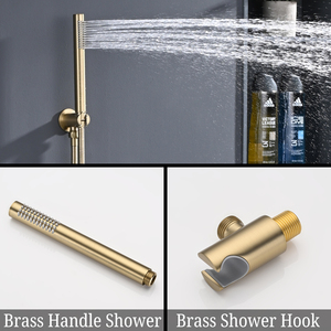 Pomme <span class=keywords><strong>de</strong></span> douche murale ronde HIDEEP pour salle <span class=keywords><strong>de</strong></span> bain, eau chaude et froide, corps principal, robinet <span class=keywords><strong>de</strong></span> douche pour <span class=keywords><strong>baignoire</strong></span>, or brossé - Product Image 4