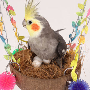 Nido de pájaro de cáscara de coco natural, nido de loro, nido para dormir, caja de cría universal para las cuatro estaciones, hamaca, nido de hierba, nido para dormir - Product Image 5