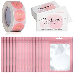 Wholesale Pink Thank You Gold Foil Card <b>Sticker</b> Set Resealable Bag Custom <b>Logo</b> Small Business Packaging Supply Bulk - Product Image 1