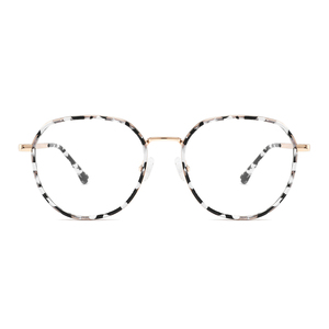 高級ファッション金属眼鏡アセテートラウンド眼鏡フレームは、ホットケークモンチャールネットのように販売されていますプリントパターン - Product Image 1