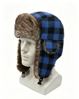 Chapeau de trappeur à carreaux pour homme - Chapeau d'aviateur en fausse fourrure pour l'hiver avec protège-oreilles, chapeau de ski pour temps froid, fournisseur de chapeaux
