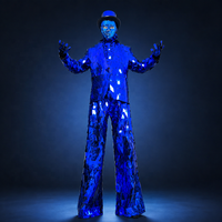 Costume de scène unisexe en polyester réfléchissant WisdomTimes Blue Red Mirror Man Stilt pour cosplay, carnaval et défilé