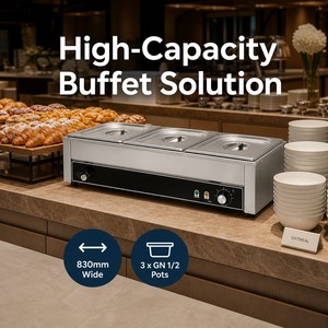 Commercial Electric 3 Pan Bain Marie Food <b>Warmer</b> 220V 1.5kW Countertop Soup <b>Warmer</b> for <b>Buffet</b> Restaurant Catering - Product Image 3