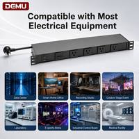 Barre d'alimentation PDU 1+1U 19 pouces pour montage en rack, protection contre les surtensions 900J, interrupteur de surcharge frontal, 12 prises, boîte de distribution US, ETL 125V 15A