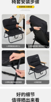Chaise de camping pliante avec dossier, siège rembourré épaissi, accoudoirs en bois de hêtre, sangle de transport portable – Vente directe usine