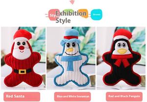 高品質ぬいぐるみ犬用おもちゃ、丈夫で鳴き笛が鳴る、噛みつきに強い、クリスマスサンタ、ペンギン、雪だるまスタイルの漫画バッグ - Product Image 6