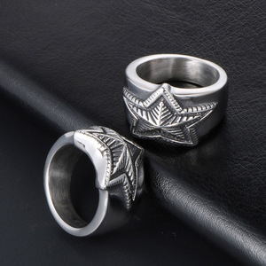 Anillo de Estrella de Acero Inoxidable SA971, Joyería de Moda Unisex, Regalo, Diseño Retro Metálico - Product Image 4