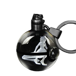 Wholesale 3d Laser Poke Glass Led Keychain K9 Crystal Ball Led Light Keyring for Creative Birthday Promotional Gifts