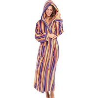 Robe en polaire pour femmes, longue robe de bain à capuche, grande taille