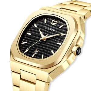 Montres à quartz pour hommes de marque haut de gamme avec logo personnalisé, bracelet en acier inoxydable allié, mode, affaires, luxe, résistantes à l'eau 3BAR, aiguilles romaines - Product Image 5