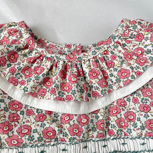 Abiti svasati a maniche corte svasate da bambina abito in cotone Smocking in tessuto floreale rosa <span class=keywords><strong>elegante</strong></span> - Product Image 3