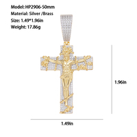 Pendentif chaîne hip-hop personnalisé en argent sterling 925, moissanite VVS, plaqué or véritable, bijoux glacés, pendentif croix pour homme
