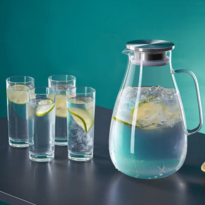 Jarra de vidrio para agua fría con tapa, gran capacidad para almacenar té de frutas, uso doméstico - Product Image 2