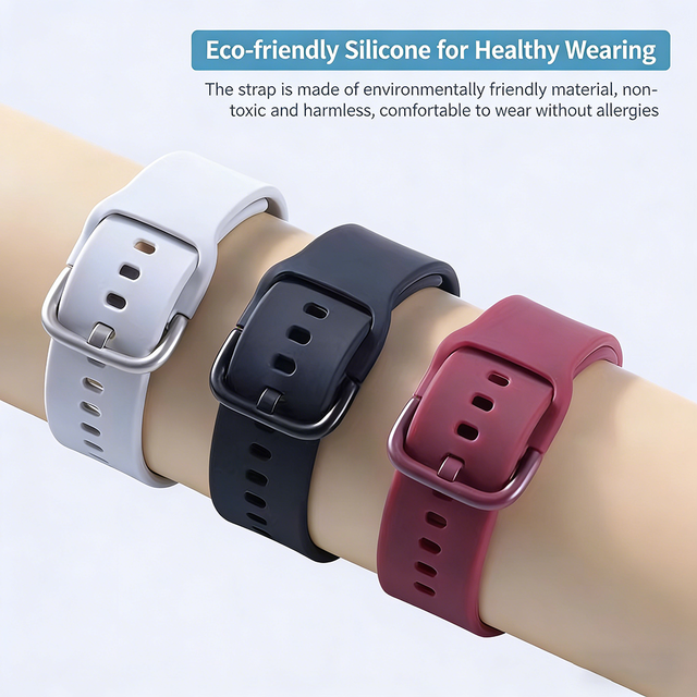 20mm 22mm Silicone Watch Bands Compatible with Samsung Galaxy Watch Soft Sport Replacement Strap with Colors Pin Buckles