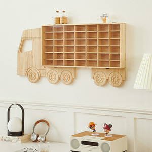 Solid Wood <b>Wall</b> Mounted Storage Rack Irregular Shape Multi Compartment For Toys Figurines Car Models <b>Display</b> Living Room - Product Image 1