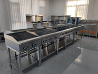 Cuisinière à gaz robuste à 6 brûleurs avec plaque de cuisson de 24 pouces, salamandre et double four, équipement de cuisson commercial en acier inoxydable