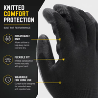 Gants de travail de sécurité MaxiPact en polyester enduit de PU, calibre 13, antidérapants, respirants et légers, pour la manutention générale et l'assemblage