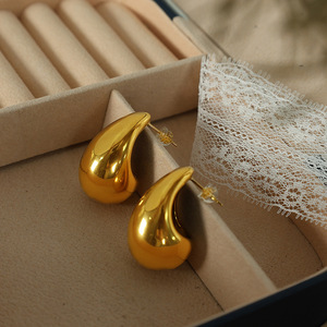 ต่างหูทรงหยดน้ำสีทอง โลหะผสมสังกะสี EH46 เครื่องประดับแฟชั่นสำหรับใส่ทุกวัน - Product Image 4
